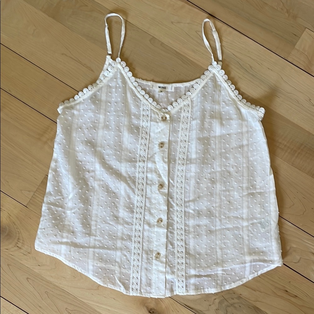 MINE White Embellished Buttoned Camisole